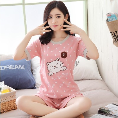 Pyjama pour femme en Coton à manche courte - Ref 2999533