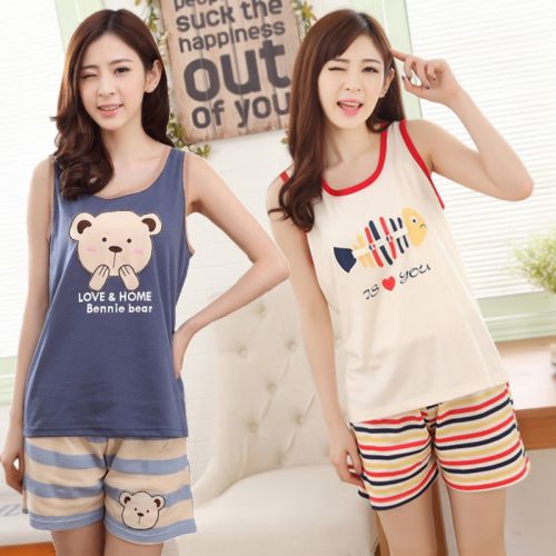 Pyjama pour femme en Coton à sans manches - Ref 2999615