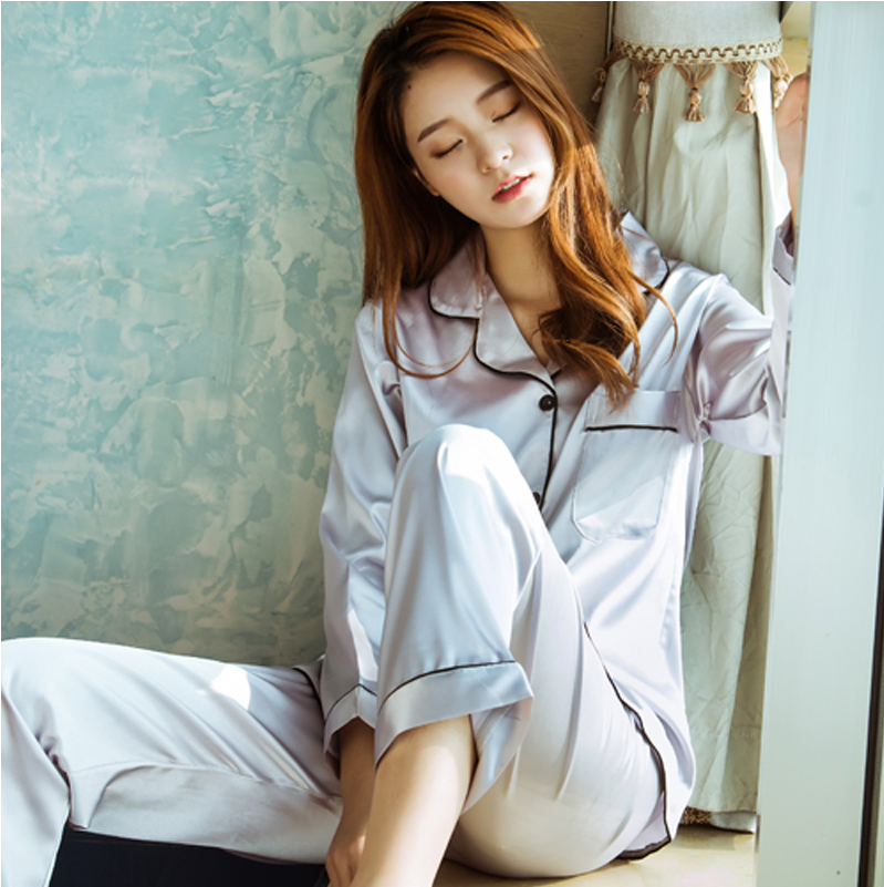 Pyjama pour femme en Soie de glace à manches longues - Ref 2999758