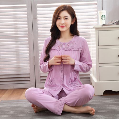 Pyjama pour femme en Coton à manches longues - Ref 2999892
