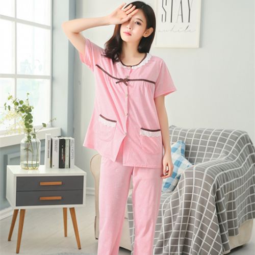 Pyjama pour femme en Coton à manche courte - Ref 3000079
