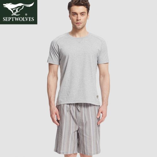 Pyjama pour homme SEPTWOLVES en Coton à manche courte - Ref 3002432