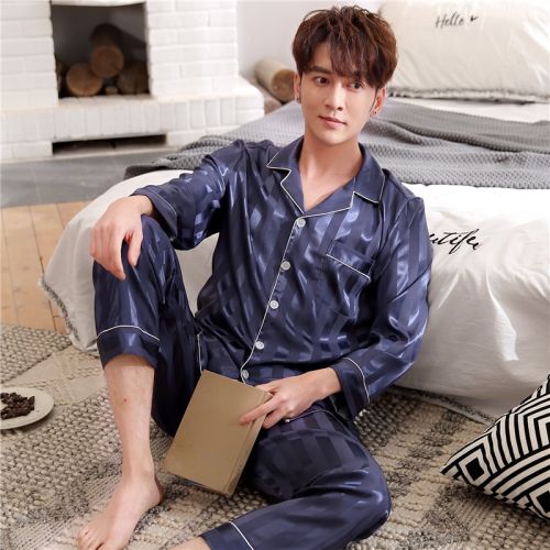 Pyjama pour homme en Soie de glace à manches longues - Ref 3002502