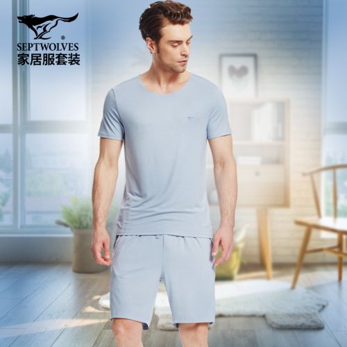 Pyjama pour homme SEPTWOLVES en Viscose à manche courte - Ref 3002512
