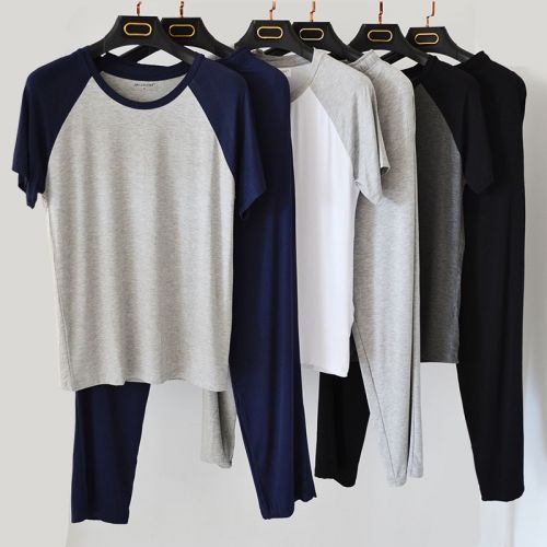 Pyjama pour homme en Soie de glace à manche courte - Ref 3002794