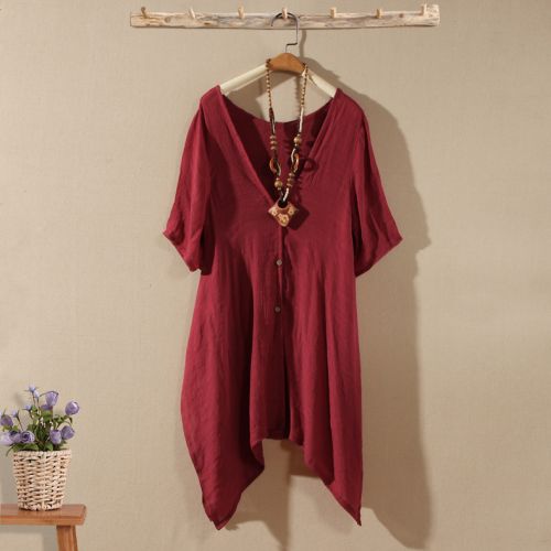 Robe Chemise Bordeau Cardigan en coton - Ref 1336