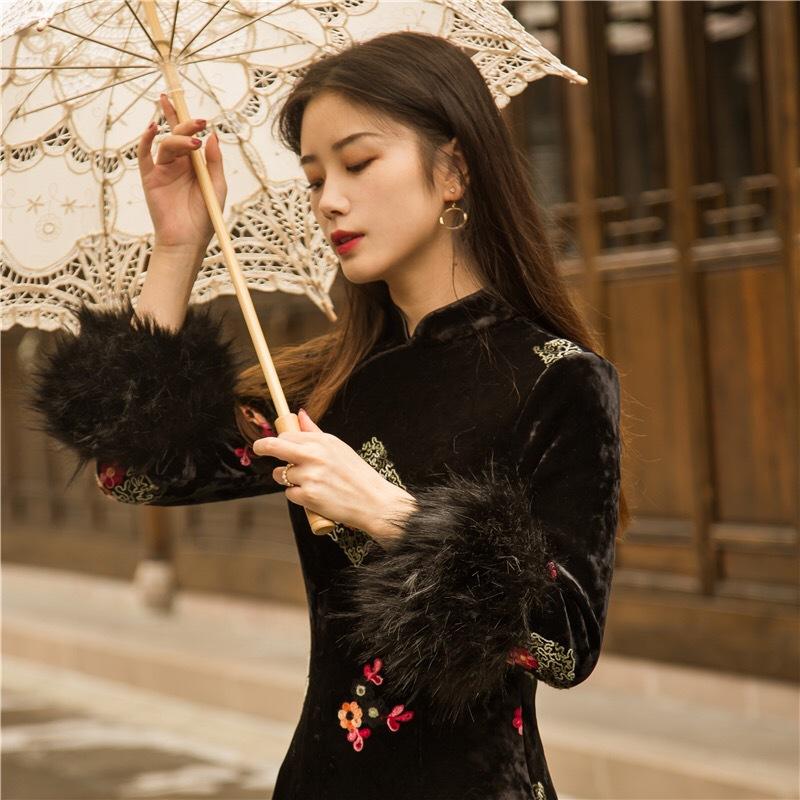 Robe de cérémonie en Velours doré - Ref 3441215