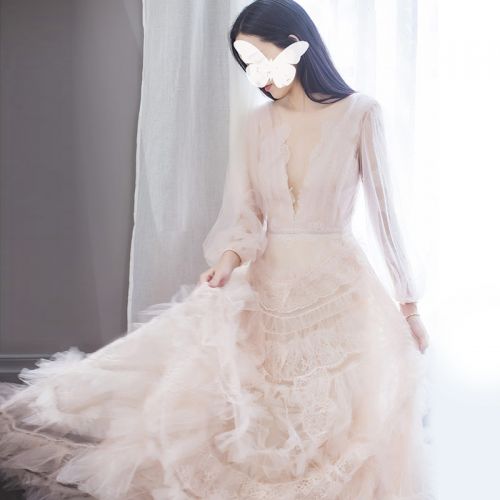 Robe de soirée manche bouffante - Ref 3211216