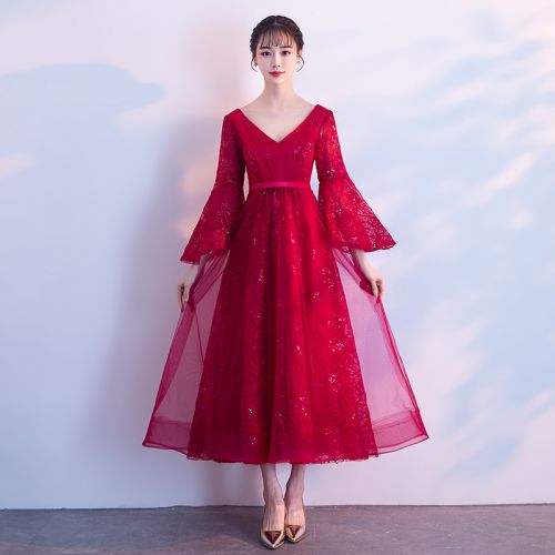 Robe de soirée BAN YULI manchon cloche - Ref 3211349
