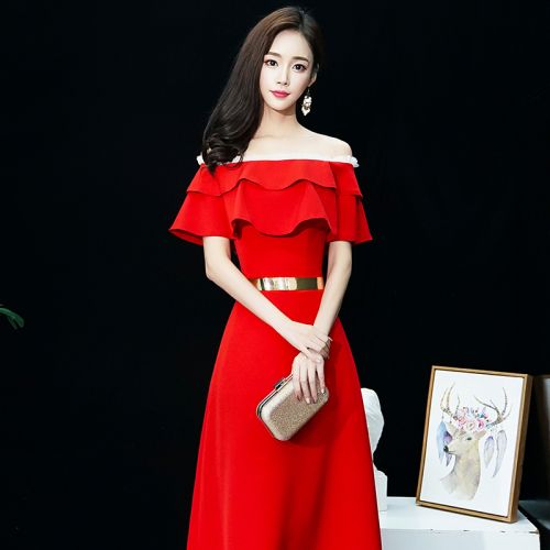 Robe de soirée manche a volants - Ref 3211637