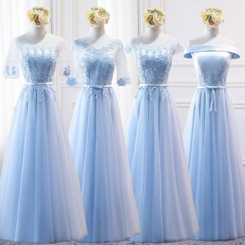 Robe de soirée manche a volants en Maille De la dentelle - Ref 3211654