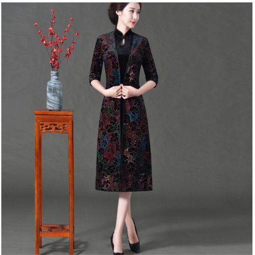 Robe de soirée conventionnel en Velours d or - Ref 3211773