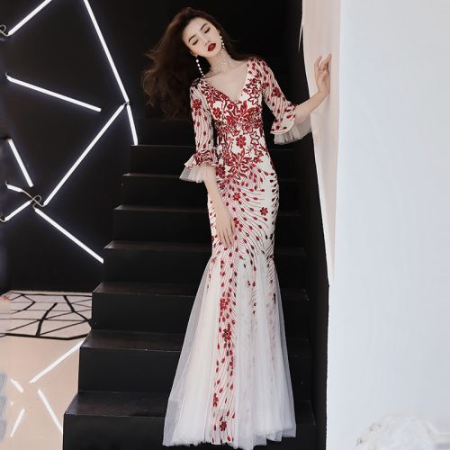 Robe du soir ENGFRASE manchon de cloche - Ref 3210142