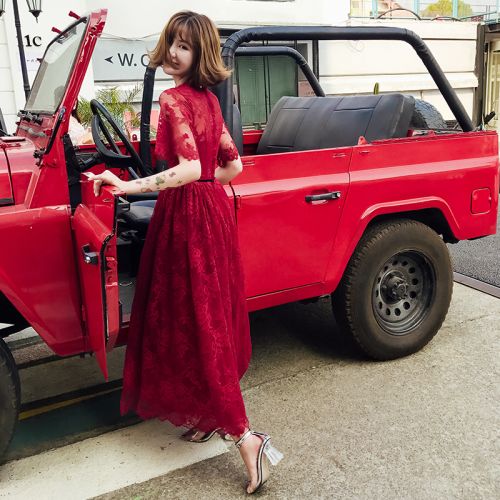 Robe du soir manche a volants - Ref 3210394