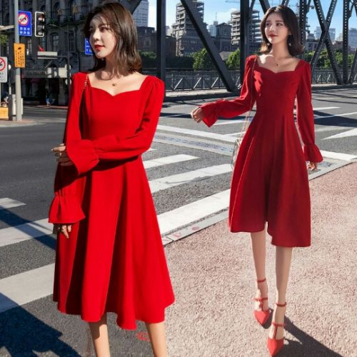 Robe du soir manchon de cloche en Coton stretch - Ref 3211562