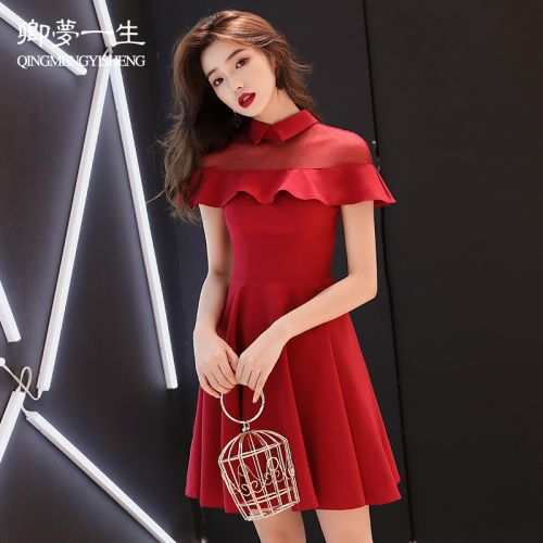 Robe du soir manche a volants en Spandex - Ref 3211932