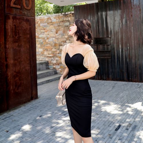 Robe du soir manche bouffante en Spandex - Ref 3212014