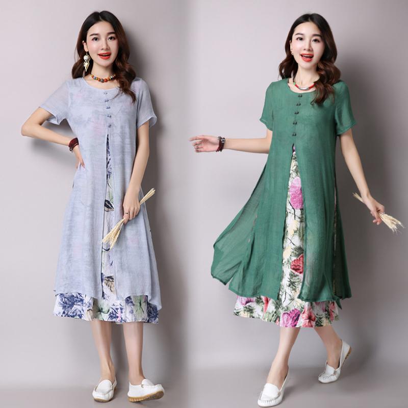 Robe femme en Coton et lin - Ref 3326852