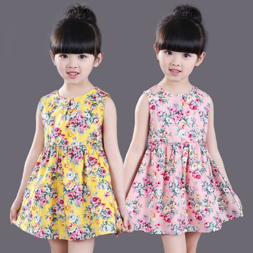 Robes pour fille DANCINGBEAR en Toile de coton - Ref 2046546