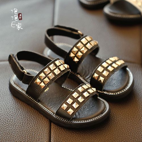 Sandales enfants en cuir coutures pour été - semelle caoutchouc Ref 1050834