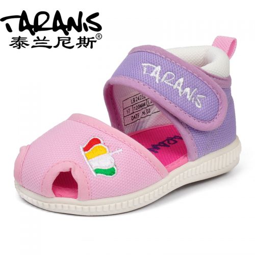 Sandales enfants en coton TARANIS Baotou brodé pour été - semelle caoutchouc antidérapant Ref 1050891