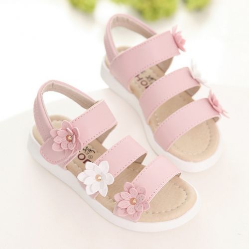 Sandales enfants en cuir synthétique pour été - semelle caoutchouc Ref 1051046