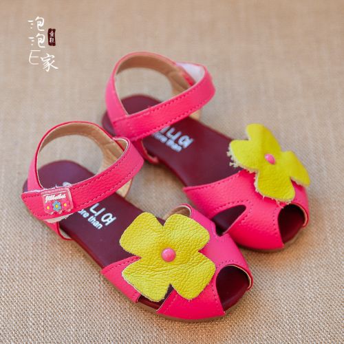 Sandales enfants en Cuir spatial Tête de poisson coutures cuir pour été - Ref 1051202