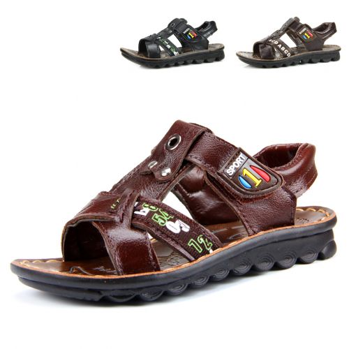 Sandales enfants en cuir métal pour été - semelle caoutchouc Ref 1051258