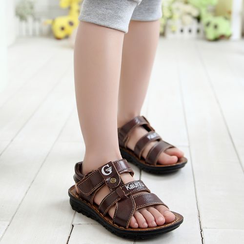 Sandales enfants en cuir métal pour été - semelle caoutchouc Ref 1051483