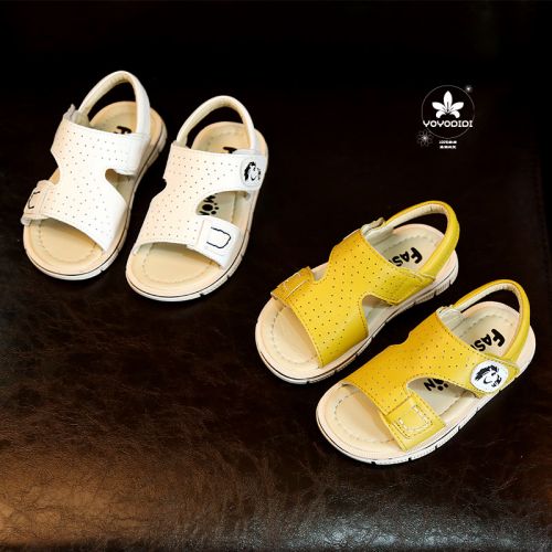 Sandales enfants en cuir creux pour été - semelle caoutchouc Ref 1051584
