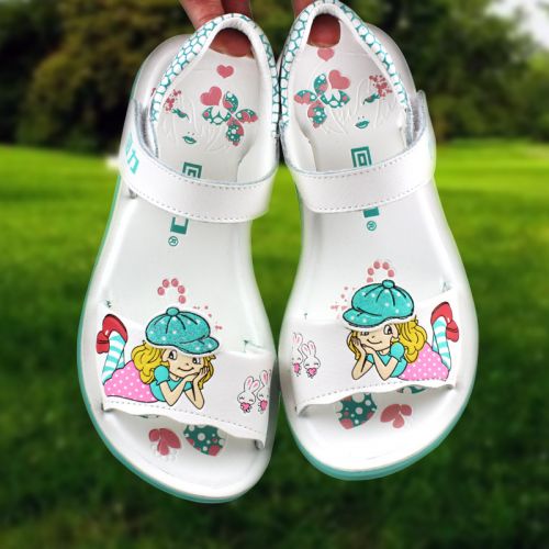 Sandales enfants en cuir de vache fendu WARRIOR creux pour été - semelle plastique Ref 1051783