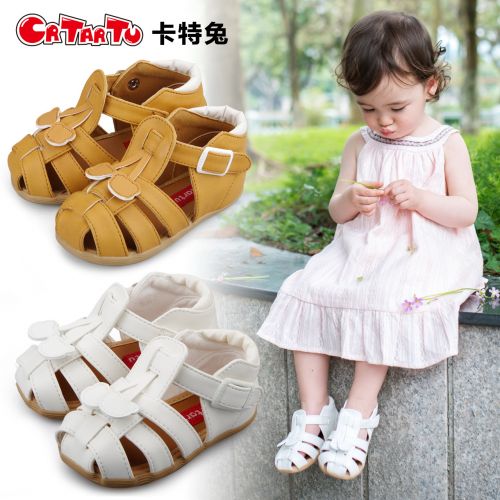 Sandales enfants en cuir synthétique CRTARTU Baotou coutures pour été - semelle caoutchouc antidérapant Ref 1052017