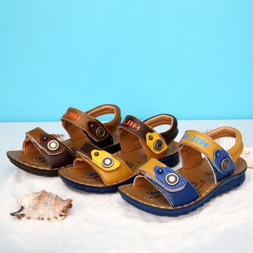Sandales enfants en cuir métal pour été - semelle caoutchouc Ref 1052064
