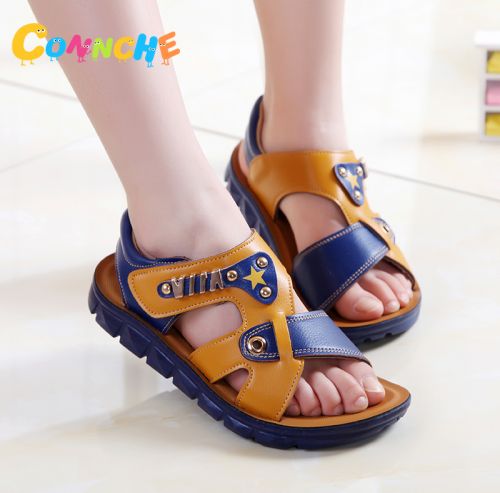 Sandales enfants en cuir de vache fendu CONNCHE coutures pour été - semelle caoutchouc Wear Ref 1052284