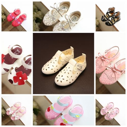 Sandales enfants en cuir synthétique Baotou creux pour été - semelle caoutchouc Ref 1052353