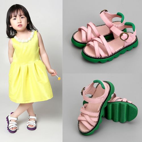 Sandales enfants en cuir GAMLON pour été - semelle caoutchouc Ref 1052381