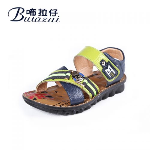 Sandales enfants en cuir coutures pour été - semelle caoutchouc Ref 1052404
