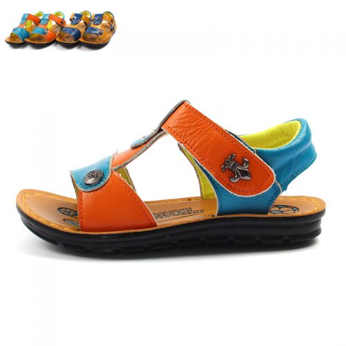 Sandales enfants en cuir coutures pour printemps - semelle caoutchouc Ref 1052685