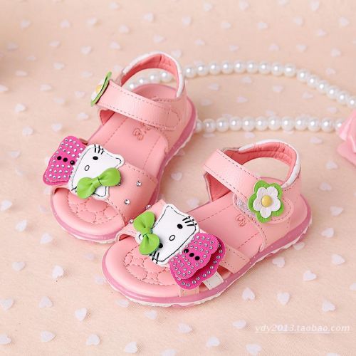 Sandales enfants en Cuir spatial avec perles pour été - semelle plastique Ref 1052723