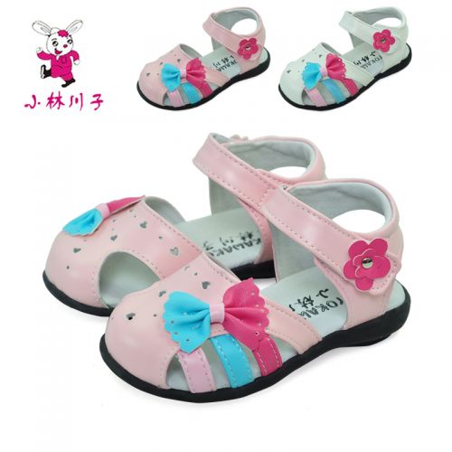 Sandales enfants en cuir Baotou brodé pour été - semelle caoutchouc Ref 1052724