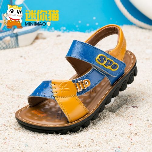 Sandales enfants en cuir de vache fendu MINYMOE suture voiture pour été - semelle PU Ref 1052778