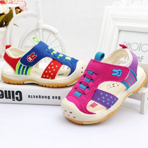 Sandales enfants en cuir synthétique Baotou pour été - semelle caoutchouc Ref 1052788