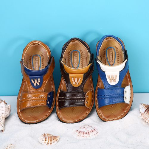 Sandales enfants en cuir coutures pour été - semelle caoutchouc Ref 1052823