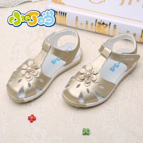 Sandales enfants en cuir de vache fendu DINGDANG Baotou creux pour été - semelle caoutchouc Ref 1053057