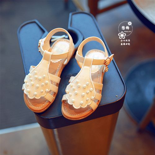 Sandales enfants en PU avec perles pour été - semelle caoutchouc naturel Ref 1053130