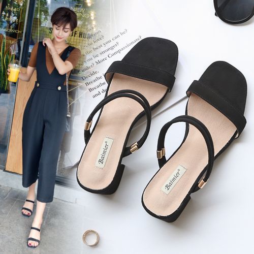 Sandales femme en daim mouton - semelle caoutchouc Ref 2666161