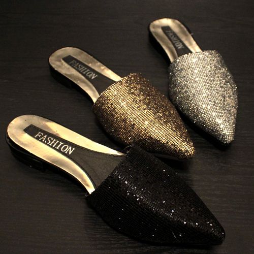 Sandales femme en tissu paillete - semelle caoutchouc Ref 2666353