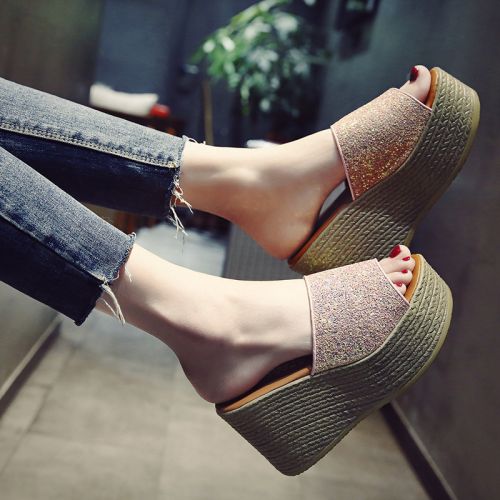 Sandales femme en tissu paillete - semelle polyurethane Ref 2666852