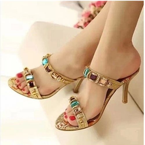 Sandales femme en tissu paillete - semelle caoutchouc Ref 2667076