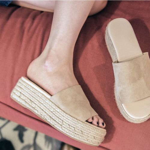 Sandales femme en daim mouton - semelle TPR tendon Ref 2667190